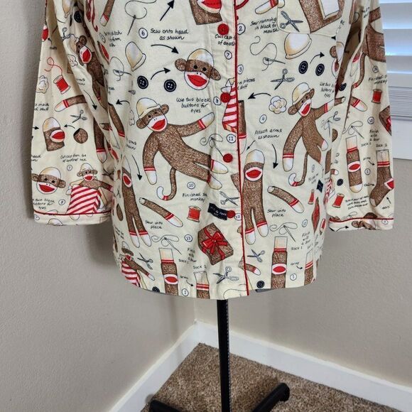 Nick & Nora How to Sew A Sock Monkey Pajamas Y2k Size XXL Plus Size - Picture 4 of 16